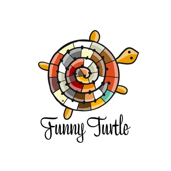 Funny Turtle logo, szkic do projektu — Wektor stockowy