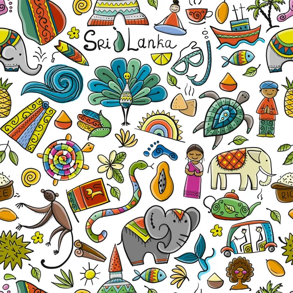 Sri Lanka travel, seamless pattern, background for your design — Stock Vector