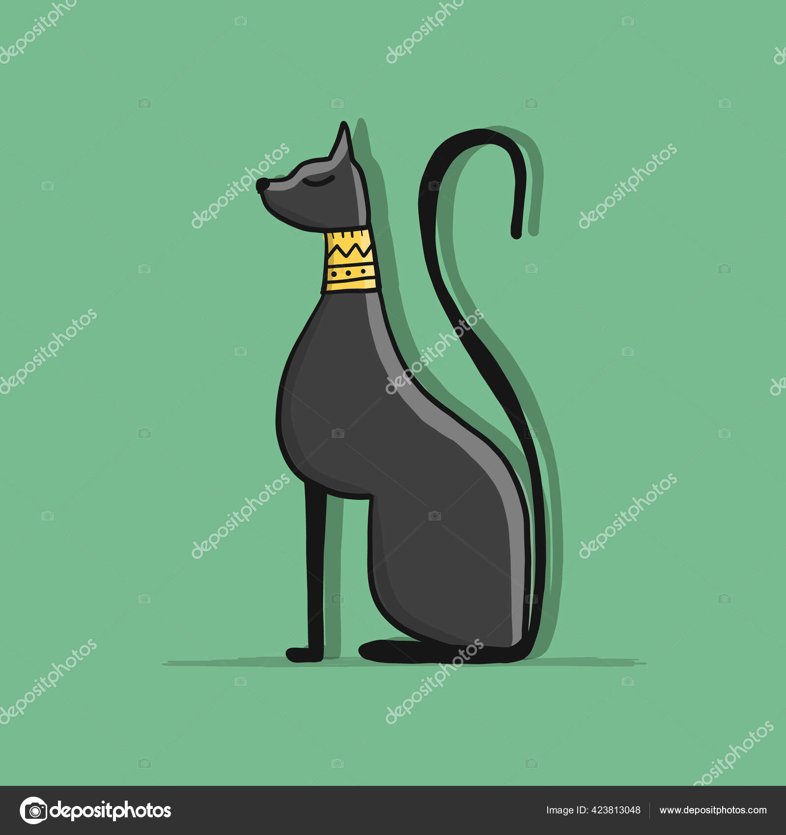 Смешной Персонаж-Кот, Эскиз Для Вашего Дизайна Векторное.