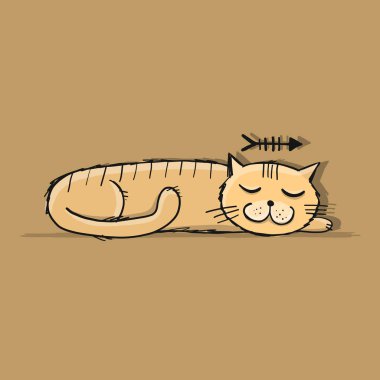 Uyuyan kedi karakteri, tasarımın için çizim