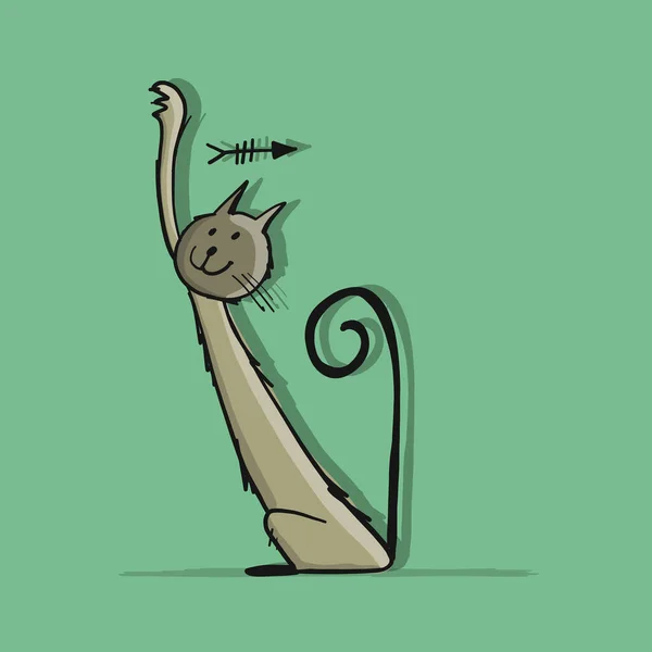 Funny cat character, skica pro váš design — Stockový vektor