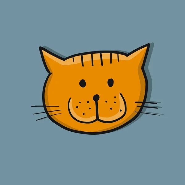 Cara divertida del gato, bosquejo para su diseño — Vector de stock