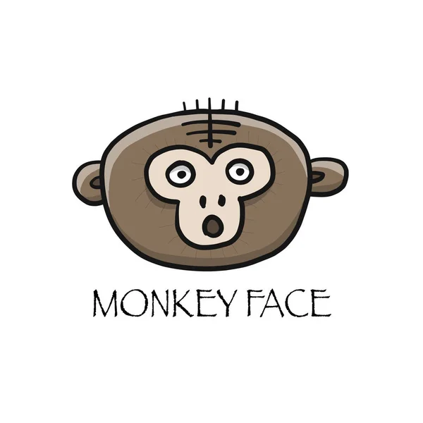Funny monkey face. Sketch for your design. Childish style — Stock Vector