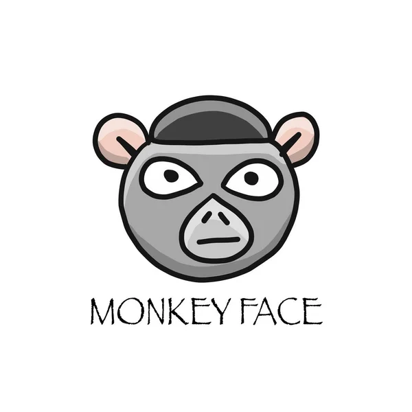 Funny monkey face. Sketch for your design. Childish style — Stock Vector