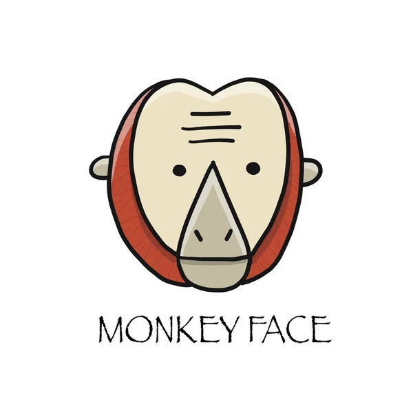 Funny monkey face. Sketch for your design. Childish style — Stock Vector