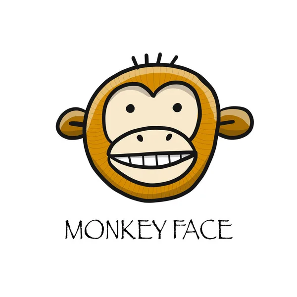 Αστεία φάτσα μαϊμούς. Σκίτσο για το σχέδιό σου. Παιδικό στυλ — Διανυσματικό Αρχείο