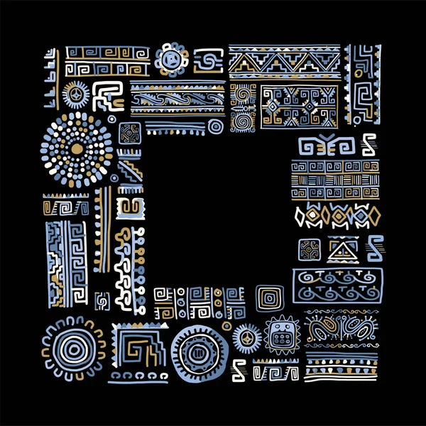 민족 수공 이 원문을 위한 장소와 함께 장식용 틀 디자인 — 스톡 벡터