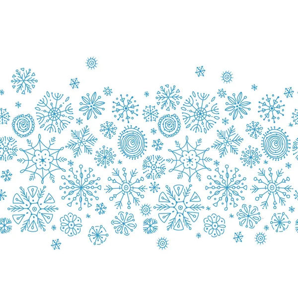 Flocons de neige dessinés à la main, motif sans couture pour votre conception. — Image vectorielle