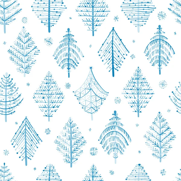 Winter Forest. Abstract geometric trees. Seamless Pattern for your design — Stock Vector