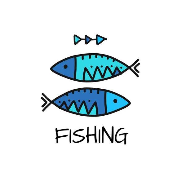 Логотип риболовлі. Рибний ескіз для вашого дизайну — стоковий вектор