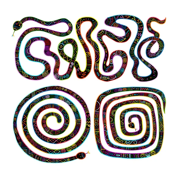 Colección de serpientes. ornamento étnico tribal para su diseño — Archivo Imágenes Vectoriales