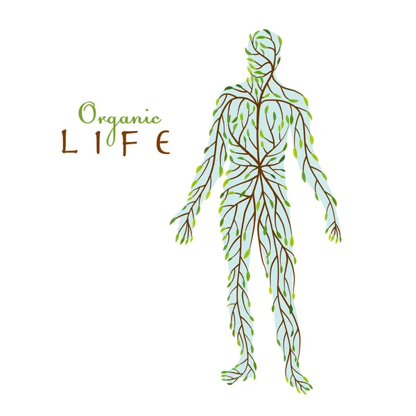 Concepto de vida orgánica. Forma de la gente de hoja verde para su diseño — Vector de stock