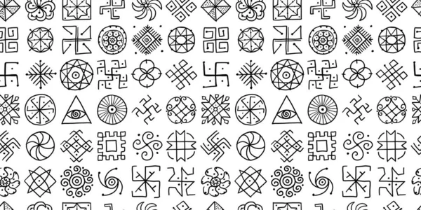 Heilige Geometrie Hintergrund, nahtlose Muster. Alchemie, Religion, Philosophie, Spiritualität. Handgezeichnete Skizze für Ihr Design — Stockvektor