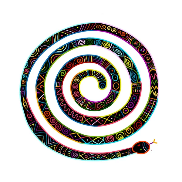 Yılan şeklinde. dizaynınız için kabile etnik süsü — Stok Vektör