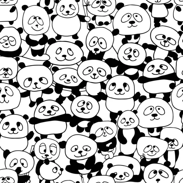 Linda familia de panda. Patrón sin costuras para su diseño — Vector de stock