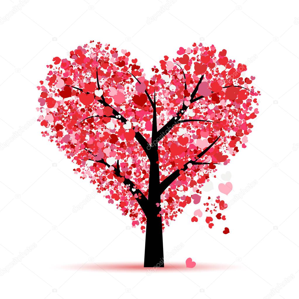 Love tree. Valentines day card for your design