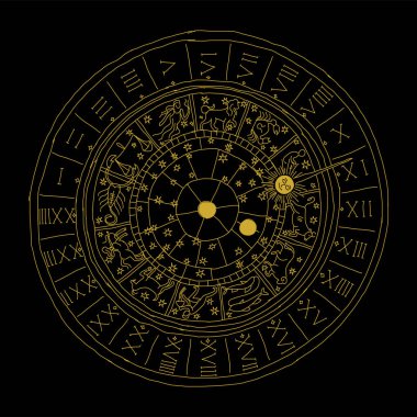 Venedik zodyak saati, tasarımın için çizim