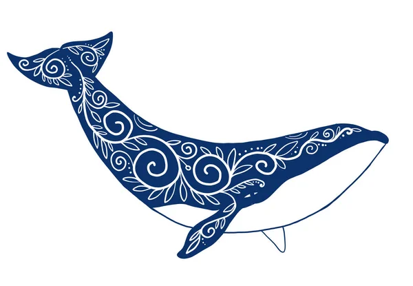 民族衣装を着た野生のクジラ — ストックベクタ