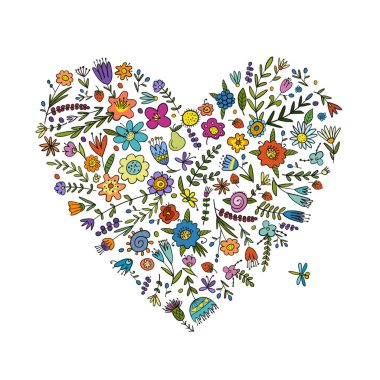 Tasarımın için çiçek kalp şeklinde bir tebrik kartı.