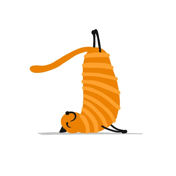 Gato divertido haciendo yoga. Carácter artístico aislado en blanco para su diseño — Vector de stock