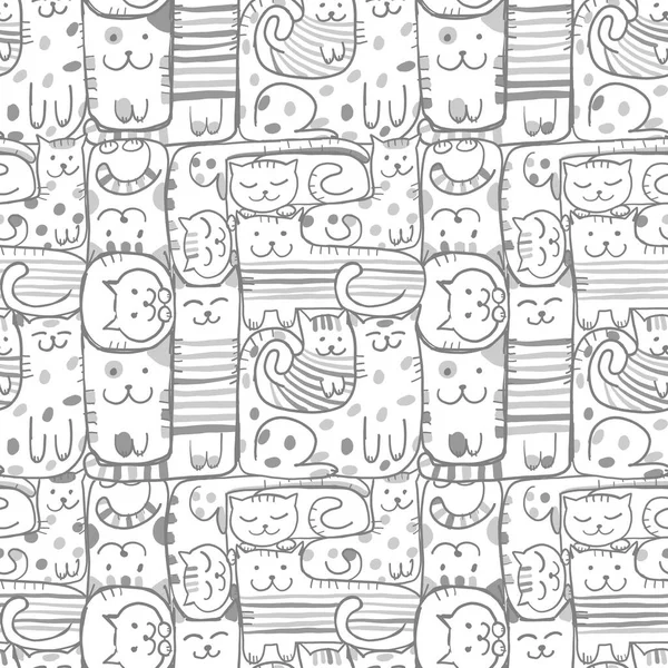 Pazzle with funny cats. Cats House. Seamless Pattern for your design — Stock Vector