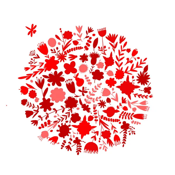 Grußkarte mit Kreis-Blumenrahmen für Ihr Design — Stockvektor