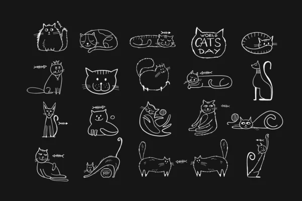 あなたのデザインの猫のキャラクターのコレクション — ストックベクタ