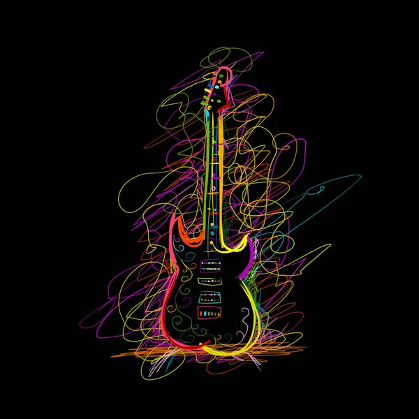 Esquisse d'art de la conception de guitare — Image vectorielle