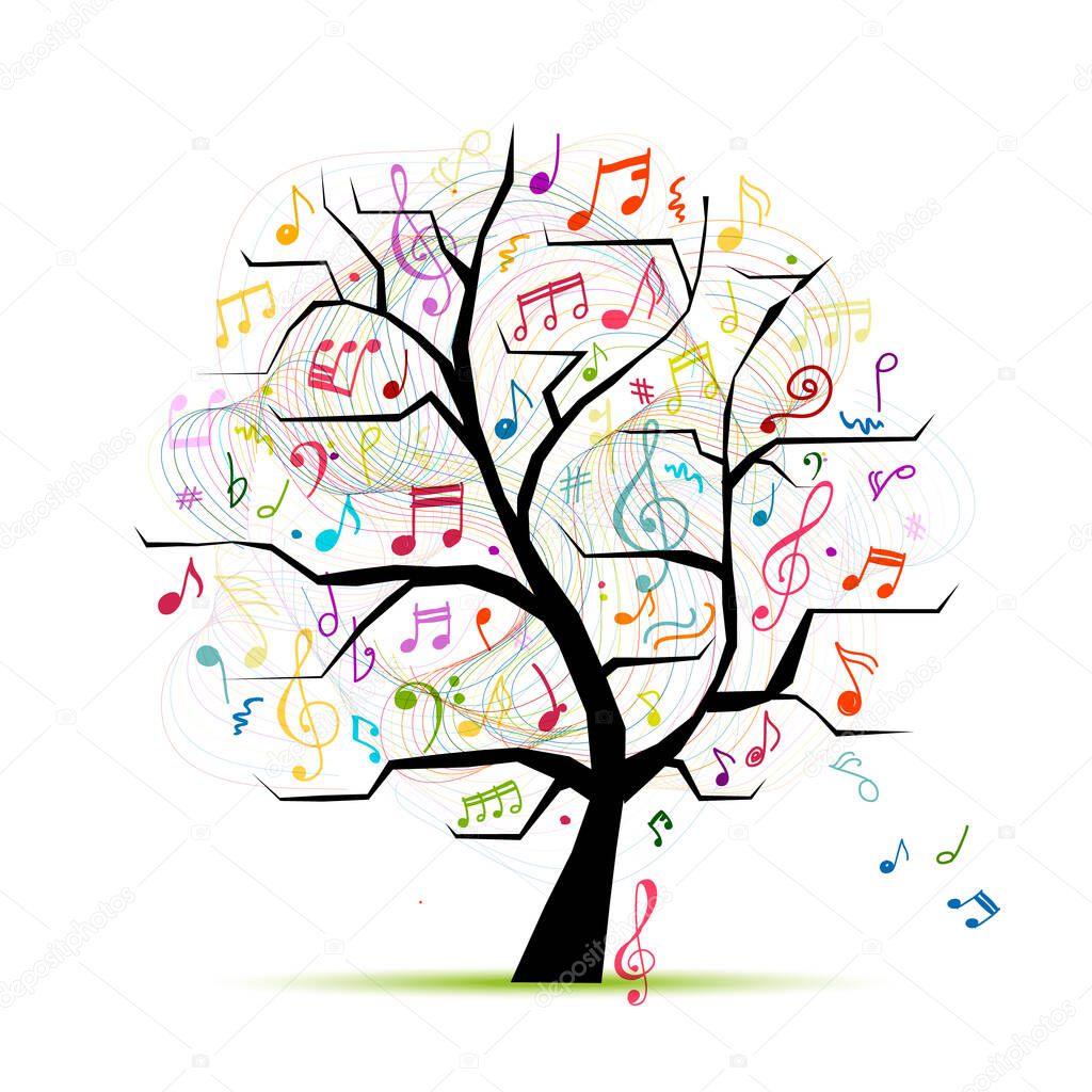 Music notes. Abstract musical tree for your design