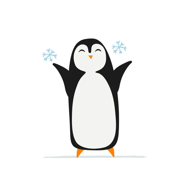 Pingüino gracioso aislado en blanco. Boceto para su diseño — Vector de stock