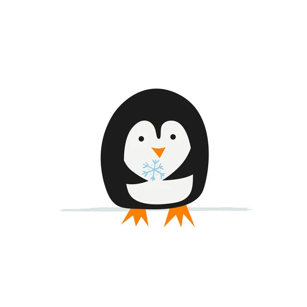 Pingüino gracioso aislado en blanco. Boceto para su diseño — Vector de stock