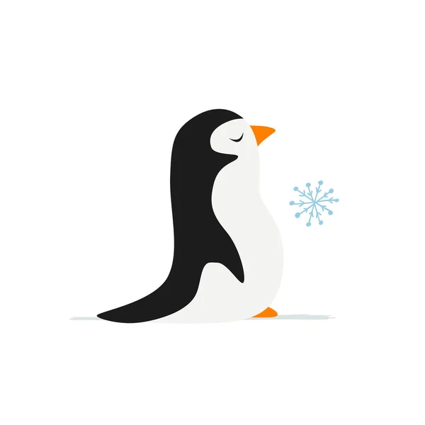 Funny Penguin isolated on white. Sketch for your design — Stock Vector