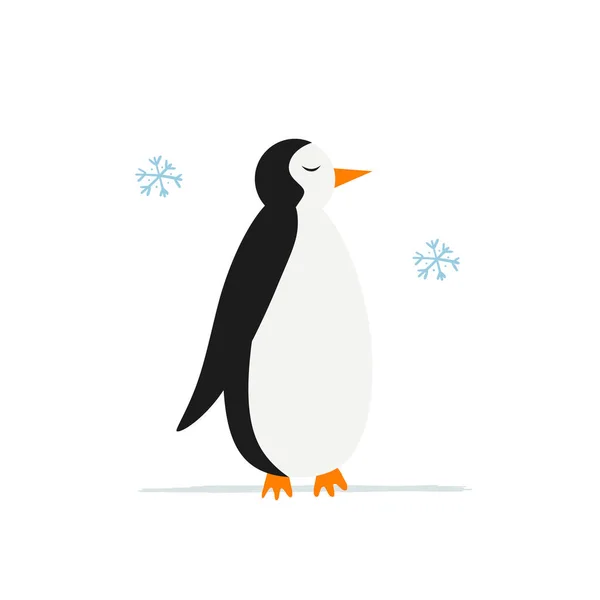 Vicces Pingvin elszigetelt fehér. Vázlat a tervezéshez — Stock Vector