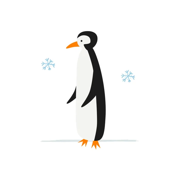 Funny Penguin isolated on white. Sketch for your design — Stock Vector