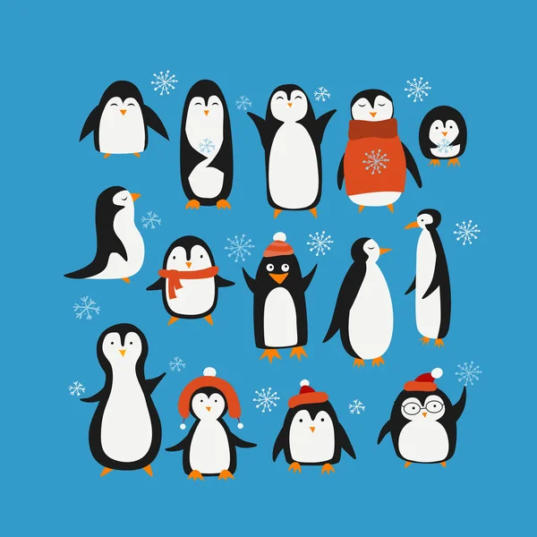 Familia de pingüinos graciosos. Boceto para su diseño — Vector de stock