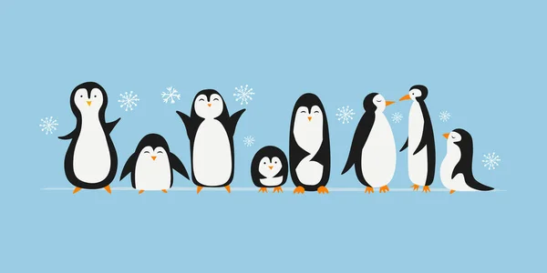 Lustige Pinguinfamilie. Skizze für Ihr Design — Stockvektor