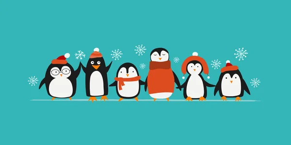 Familia de pingüinos graciosos. Boceto para su diseño — Archivo Imágenes Vectoriales
