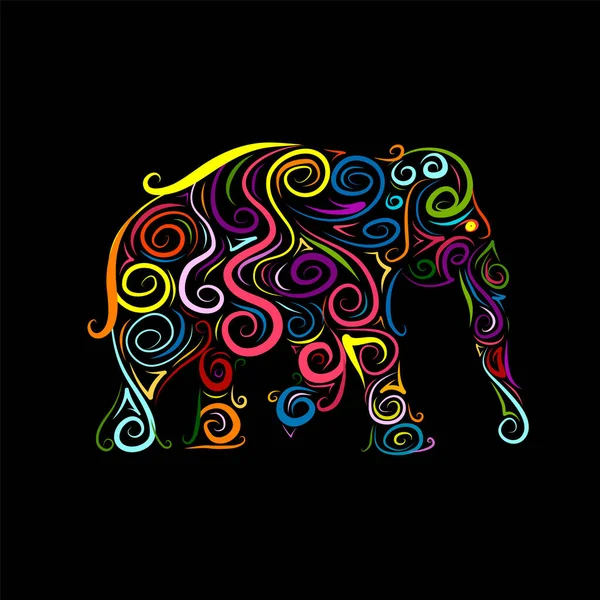 Elefante adornado, boceto para su diseño — Vector de stock