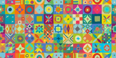 Talavera deseni. Hint yaması. Türk süsü. Fas fayans mozaiği. İspanyol dekorasyonu. Etnik kökenli. Tasarımınız için kusursuz desen