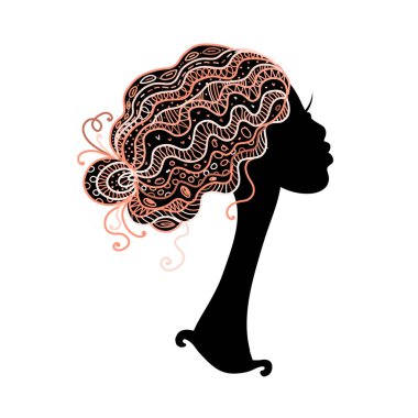 Güzel kadın portresi, tasarımınız için siyah siluet.