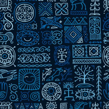 Etnik el yapımı süs, Halk İskandinav Sembolleri. Tasarımınız için kusursuz desen