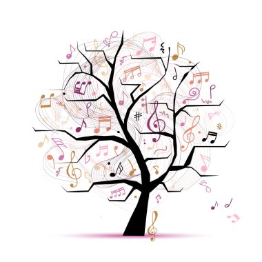 Müzik notaları. Tasarımınız için soyut müzik ağacı
