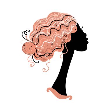 Güzel kadın portresi, tasarımınız için siyah siluet.