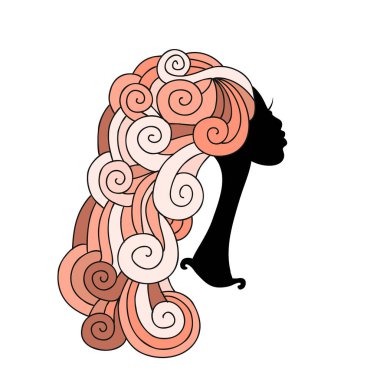 Güzel kadın portresi, tasarımınız için siyah siluet.