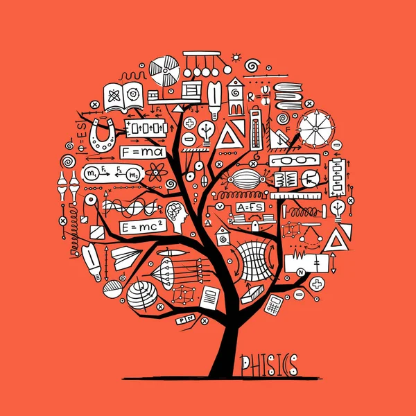 Physics Concept Tree per il tuo design. Icone, segni e simboli. — Vettoriale Stock