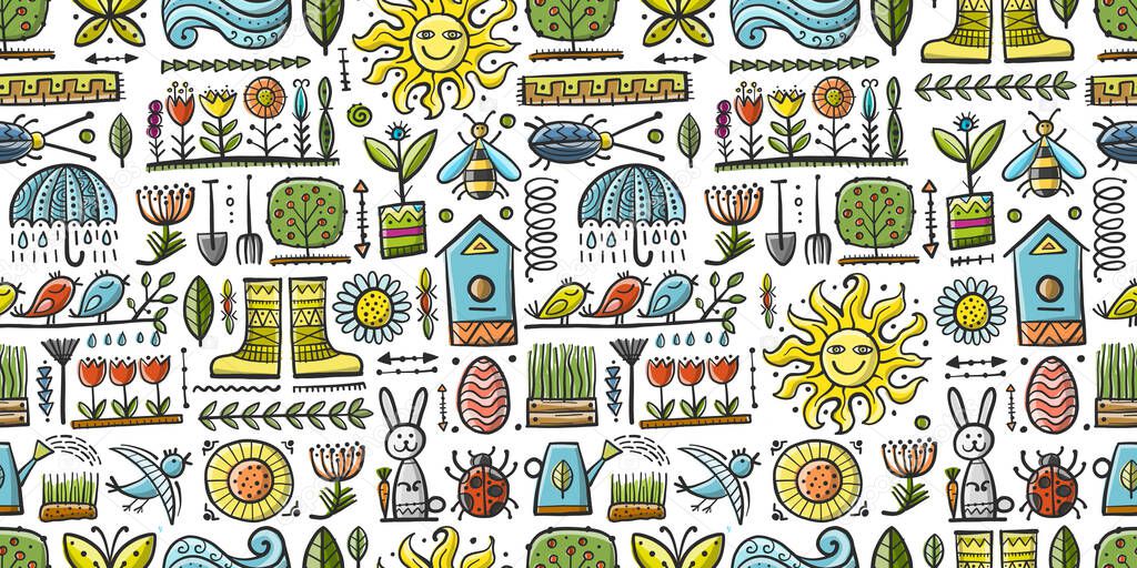 Spring and Gardening Background. Seamless Pattern for your design