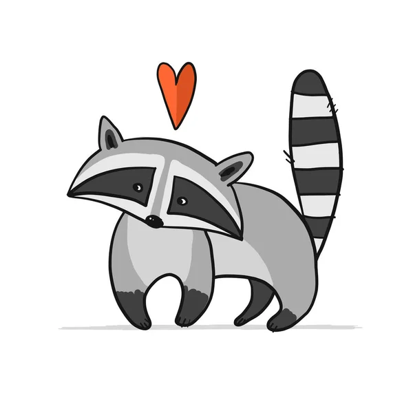 Personagem Racoon engraçado. Isolado em branco. —  Vetores de Stock