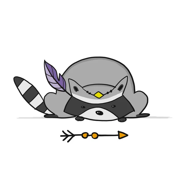 Personagem Racoon engraçado. Isolado em branco. — Vetor de Stock