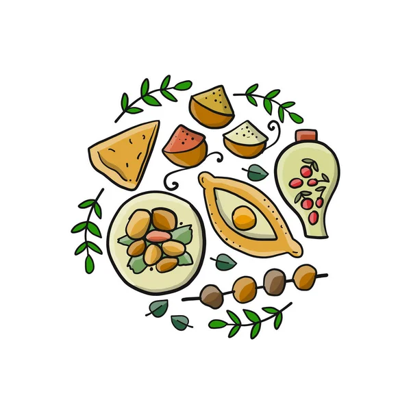 Set de productos harineros de panadería o pastelería. Ilustración vectorial — Vector de stock