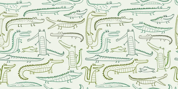 Crocodile Cute Characters. Childish Style. Seamless Pattern for your design — Stock Vector